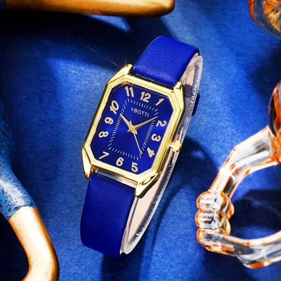 NWT 6pc Women Fashion Retro PU Leather Band Quartz Watches+Crystal Jewelry Set - Picture 4 of 16